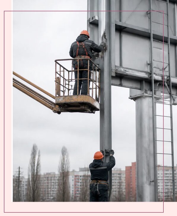 Профессиональный монтаж рекламных щитов и конструкций в Иркутске